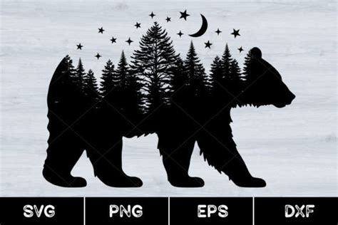 Bear Forest Bear With Pine Trees Svg Graphic By Anuchasvg · Creative Fabrica