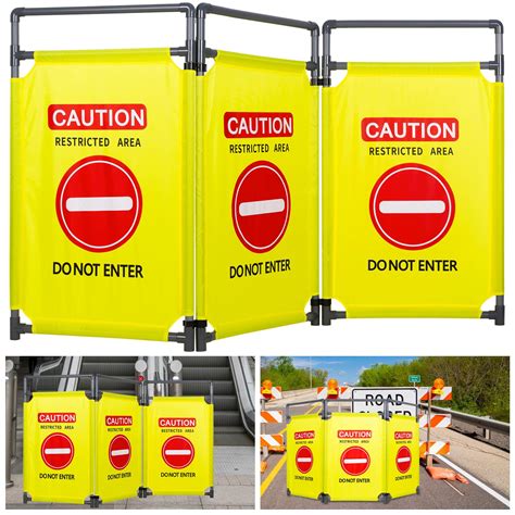 Buy 3 Panels Safety Barricade Heavy Duty Pvc Frame 58ft Foldable