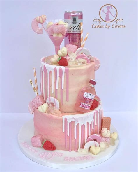 Pink Gin Cake For 40th Birthday Celebration