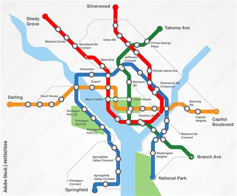 Transport, train railway and map of metro for navigation, travel and underground infrastructure ...