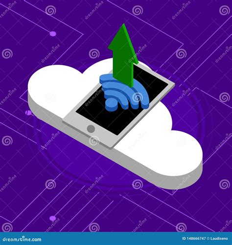 D Cloud Computing Icon Connected To A Smartphone Ilustra O Do Vetor