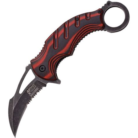 Mtech Xa833rd Karambit Red Assisted Opening Part Serrated Karambit