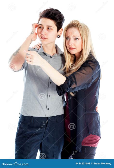 Same Sex Couple Isolated On White Background Royalty Free Stock Photos Image 34201608