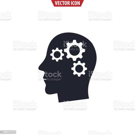 Head And Gear Wheel Silhouette Mind Thinking Isolated Vector