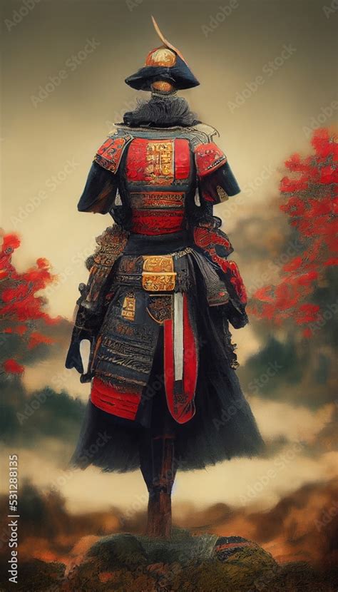 A Illustration Of An Ancient Samurai Warrior Using An Old Japanese