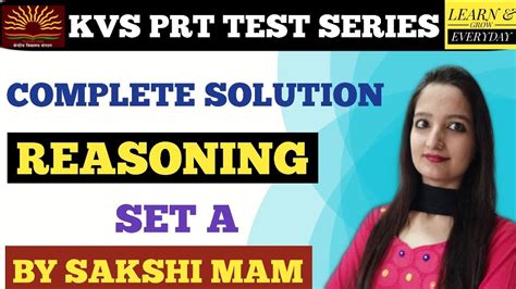 Kvs Prt Test Series Solution Kvs Prt Preparation Reasoning SET A By