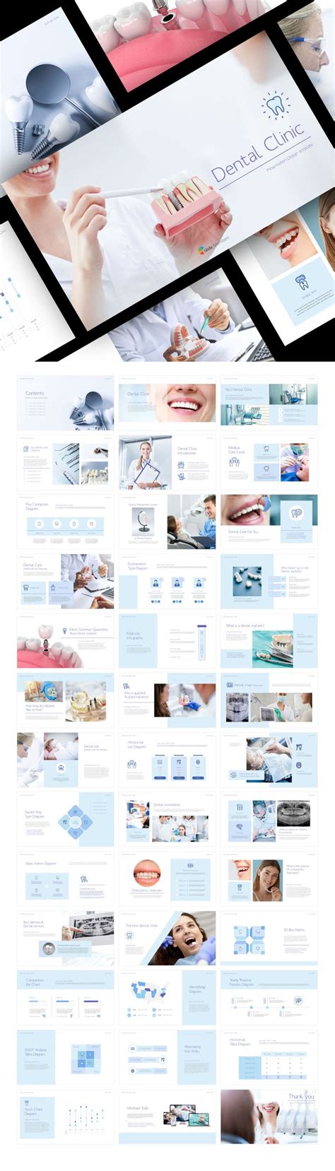 Blue Dental Clinic Theme Ppt Templates Simple Powerpoint Templates