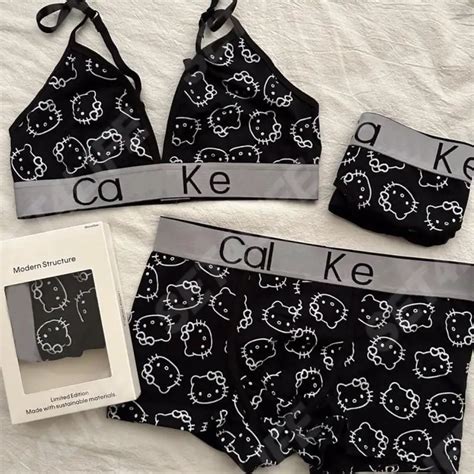 Conjunto De Roupa Interior Anime Para Casal Lingerie Sem Fios Peito Estilo Pura Lust Sanrio