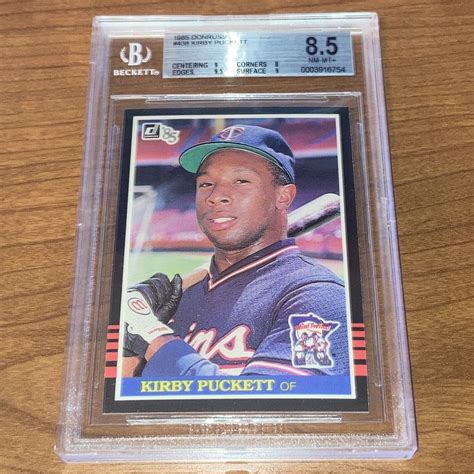 1985 Donruss Kirby Puckett Rookie 438 Graded BGS 8 5 NM MT Beckett RC