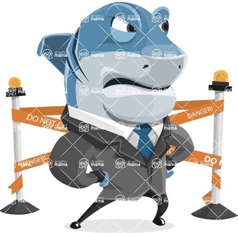 Shark Businessman Cartoon Vector Character Set With Under