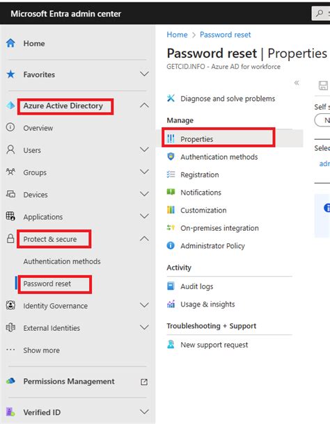 Getcid Info Enable Disable Self Service Password Reset In Azure