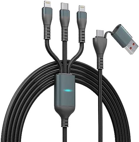 100W USB C To Multi Fast Charger Cable 3M 10Ft MFi Certified 3 In 2