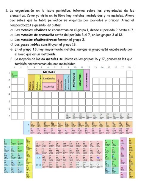 Ejercicio De Act Tabla Peri Dica Regularidades Tabla Periodica The