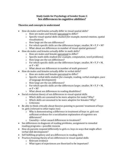 Sex Differences In Cognitive Abilities