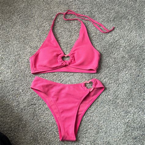Pink Heart Bikini Never Wore Swimwear Y2k Depop