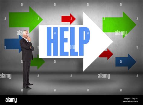 Help Against Arrows Pointing Stock Photo Alamy