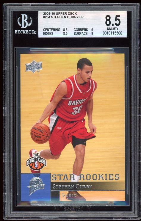 2009 10 Upper Deck 234 STEPHEN CURRY RC Rookie BGS 8 5 NM MT 8 5 9 8