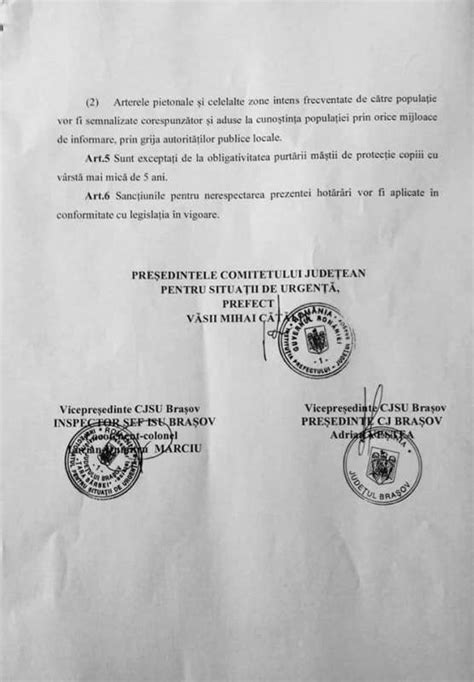 Hot R Rea Nr A Comitetului Jude Ean Pentru Situa Ii De Urgen Bra Ov Consiliul