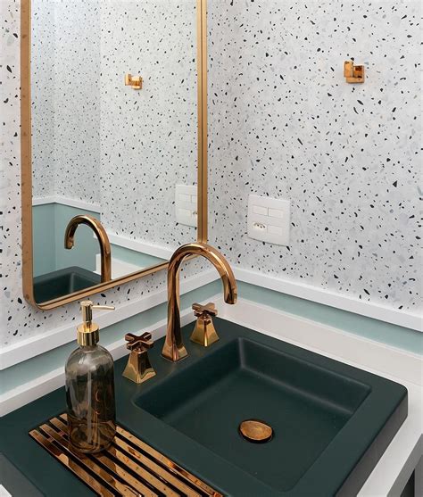 Lavabo Estilo Retr Papel De Parede De Granilite Cuba Verde E