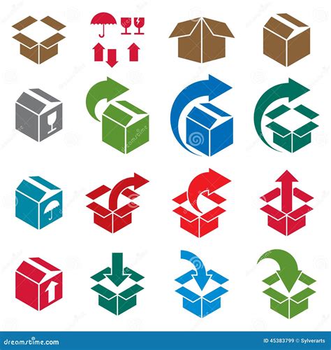 Packaging Boxes Icons Vector Set Delivery Theme Stock Vector Image