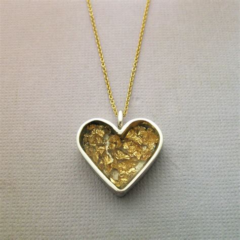 Gold Heart Pendant For Cremation Ashes Cremation Jewelry Memorial