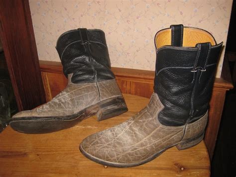 Justin Elephant Hide Cowboy Boots Made in USA by Dotyvintage