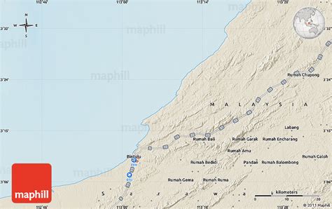 Shaded Relief Map of Bintulu