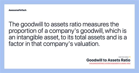 Goodwill To Assets Ratio Awesomefintech Blog