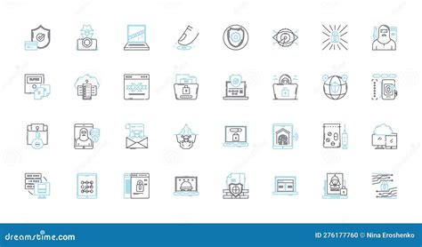 Data Security Linear Icons Set Encryption Firewall Malware