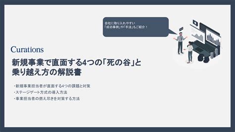 キュレーションズ、『新規事業で直面する「死の谷」の乗り越え方』のデジタル解説本を無料提供開始｜キュレーションズ株式会社のプレスリリース