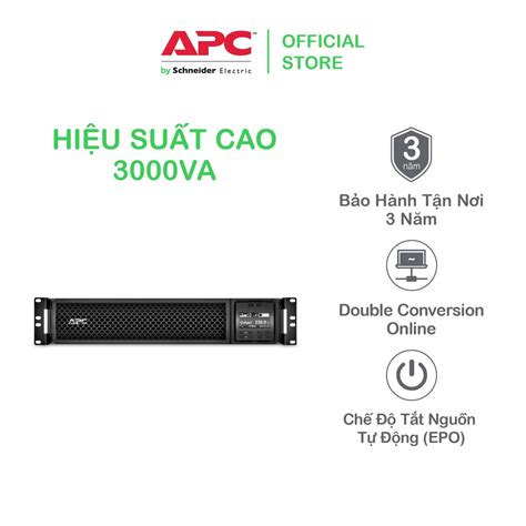 [freeship] Bộ Lưu điện Thông Minh Apc By Schneider Electric Smart Ups Srt3000rmxli 3000va Rm