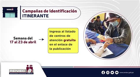 RENIEC PERÚ on Twitter Del 17 al 23 de abril el Reniec realizará