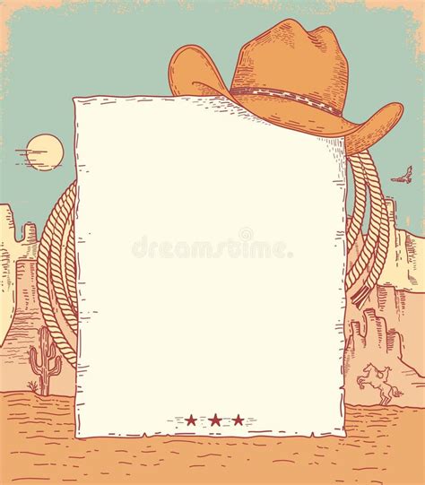 Cowboy poster background stock vector. Illustration of poster - 18347618