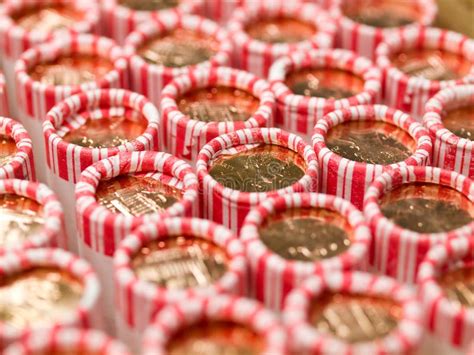 Penny Rolls Lined Up In A Box Stock Photo Image Of Cent Copper 17474972