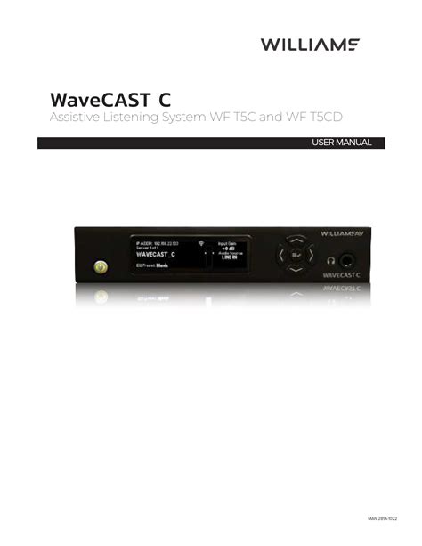 WILLIAMS AV WaveCAST C Assistive Listening System User Manual