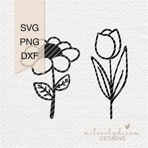 Plotterdatei Svg Fr Hlingsblumen Tulpe Margerite Etsy De