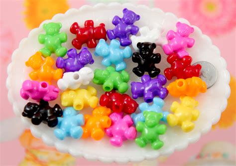 Teddy Bear Beads 24mm Cute Bear Shape Acrylic Or Resin Beads 24 Pc Delish Beads