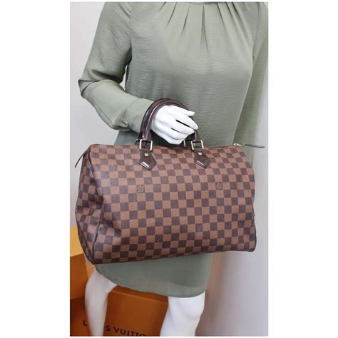 LOUIS VUITTON Speedy 35 Damier Ebene Satchel Bag Brown