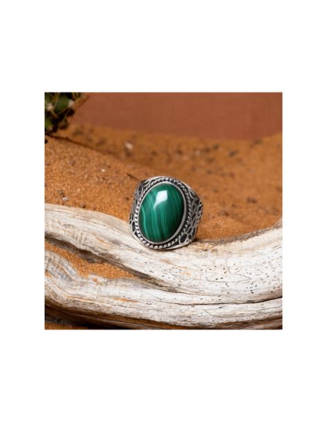 Bague Amazonia Amimitl Malachite Ct Et Argent Massif