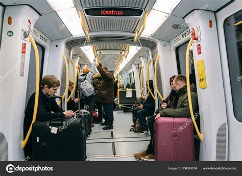 Interior View Copenhagen Driverless Metro Train Passengers Theme City