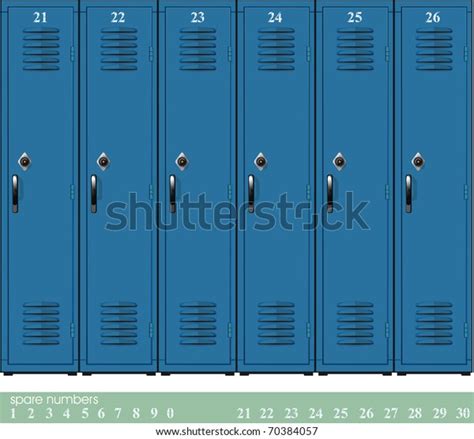 Empty Blue School Lockers Combination Locks Stock Illustration 70384057