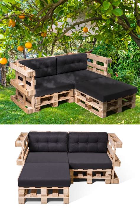 PALETTI Ecksofa 2 Sitzer aus Paletten natur Palletten möbel