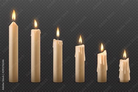 Candle Flame Burning Realistic 3d Wax Candle Different Christmas