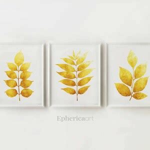 Mustard Yellow Wall Decor Print Set of 3 Yellow Plants Art - Etsy