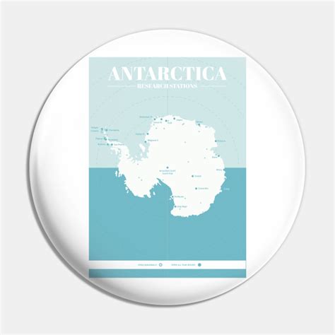 Antarctica Research Stations Map - Antarctica - Pin | TeePublic