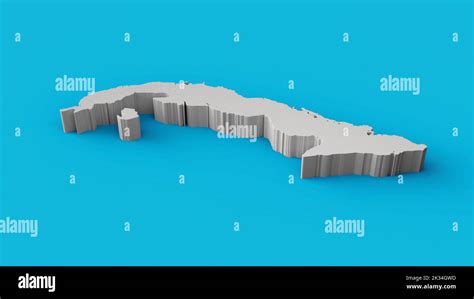 A 3d Rendering Of Cuba 3d Map Geography Cartography And Topology Stock