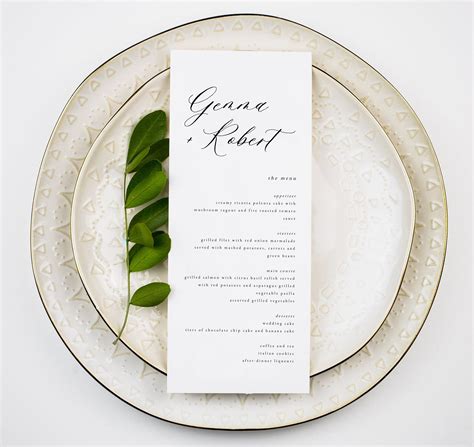 Minimalist Wedding Menu Template Dinner Menu Editable Template