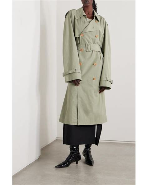 The Row June Double Breasted Belted Cotton Trench Coat In Green Lyst