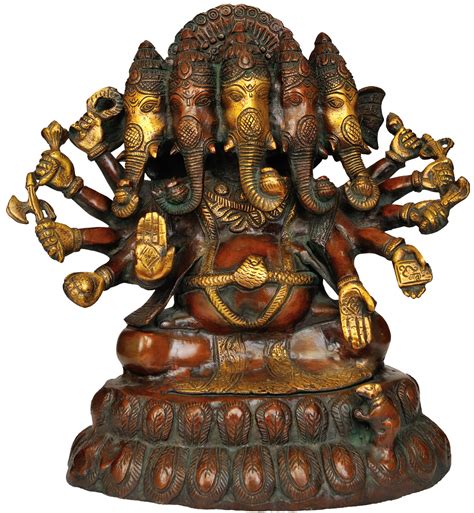 13 Five Headed Ganesha In Brass Handmade Made In India Exotic