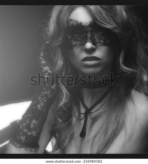 Portrait Sexy Blond Black Lingerie Studio Stock Photo 226984582 Shutterstock